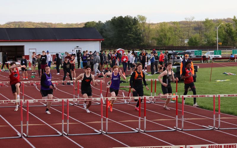 Hubs hurdlers racing at a May 1, 2026 meet